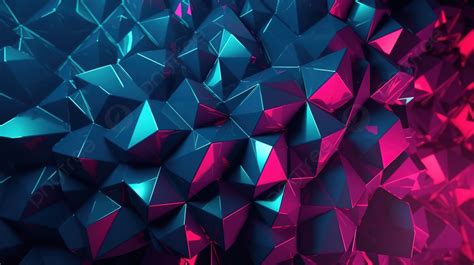 Blue And Purple Background With Metallic Geometric Shapes And Triangles
