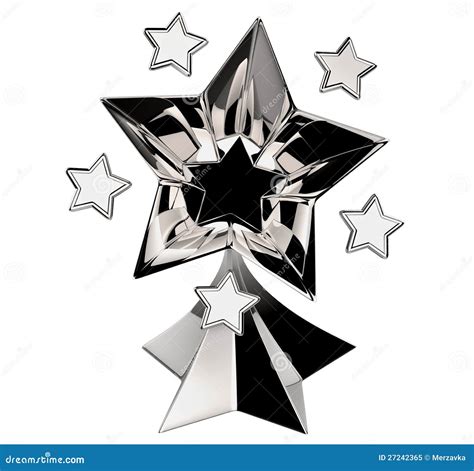 Set Of Seven Shiny Silver Stars In Motion Stock Illustration