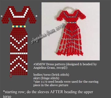 MMIW Beaded Dress Pattern Earrings Pendant Pin Designed Beaded By