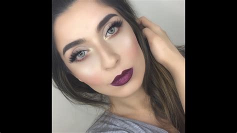 Winged Liner Dark Lips Makeup Tutorial Youtube
