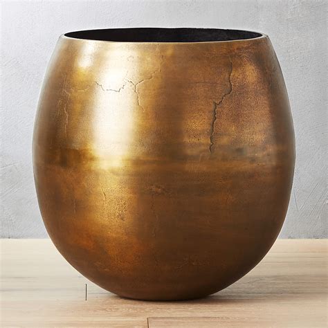 Rough Cast Large Brass Modern Planter Reviews Cb2