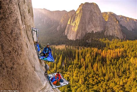 A Real Cliff Hanger Extreme Campers Pitch Climbing Tents More Than 5