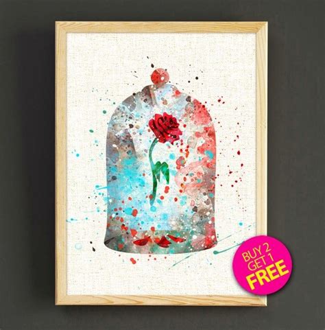 Beauty And The Beast Cursed Rose Print Watercolor Art by Star2Go