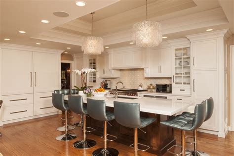 Transitional Kitchen Center Island With Seating Wolf Range Wood