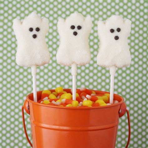 Peep Ghosts On Lollipop Sticks For Halloween Party Treats Halloween