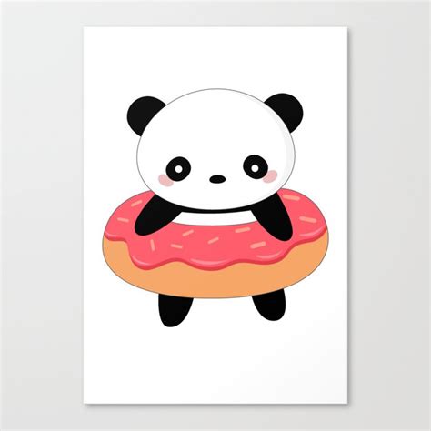 Kawaii Donut Panda Canvas Print By Wordsberry Society6