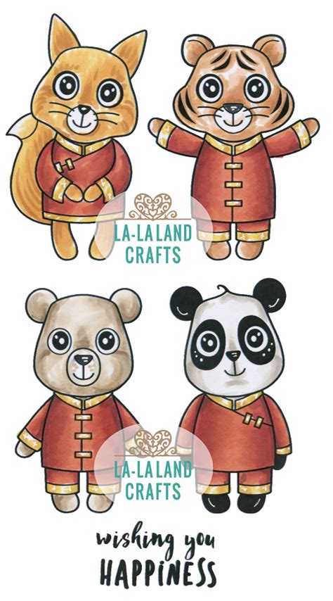 La La Land Crafts Rubber Cling Stamp Happiness Critters