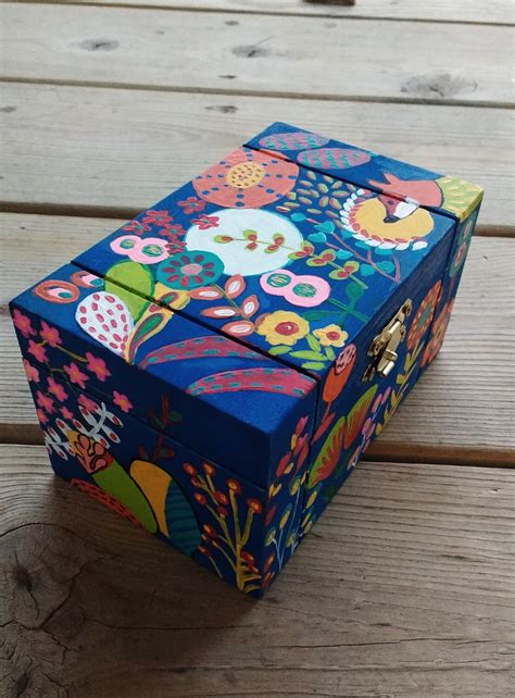 Keepsake Box Wooden Box Hand Painted Box Treasure Box