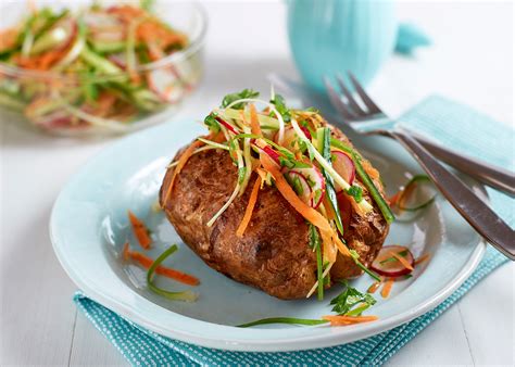 Our jacket potato recipes are full of inspiration to make the tastiest, most creative jackets ever. Quick jacket potato recipe with healthy Asian slaw