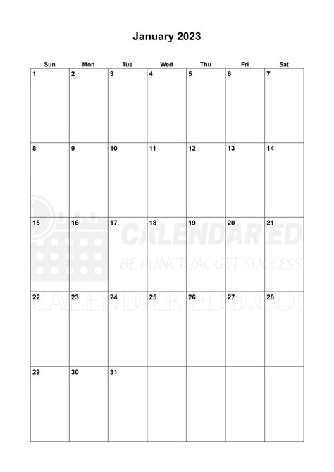 January 2023 Calendar Printable Free 2023 Blank Templates