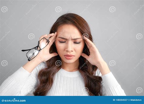 Sick Stressed Dizzy Woman Suffering From Vertigo Dizziness Headache