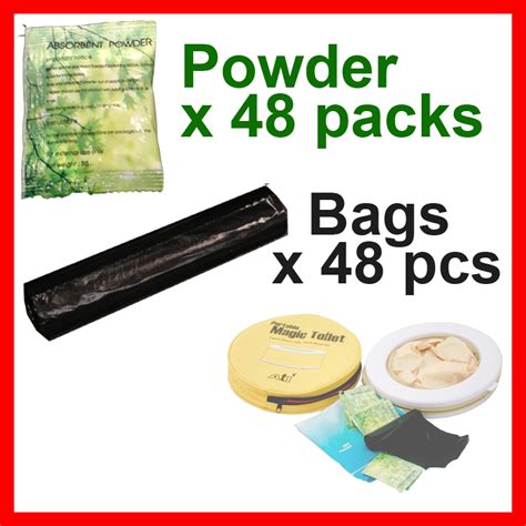48 Packs Of Absorbent Powder And Biodegradable Bags For Portable Toilet