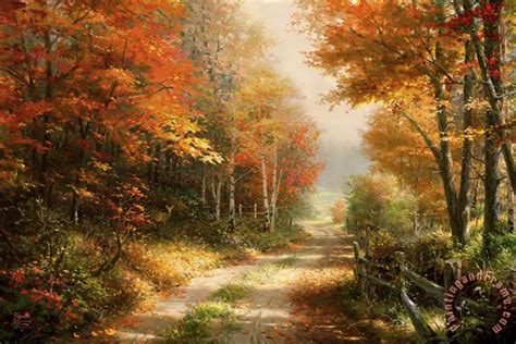 Thomas Kinkade A Walk Down Autumn Lane Painting A Walk Down Autumn