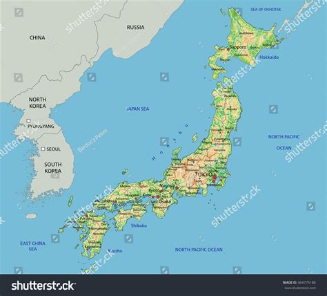 Large detailed road map of japan in japanese. おしゃれな Map Of Japan Physical - 矢じり