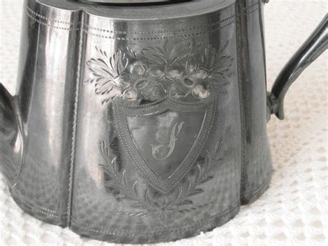 Antique Sheffield Pewter Teapot Silver Plated With Monogram And Etsy