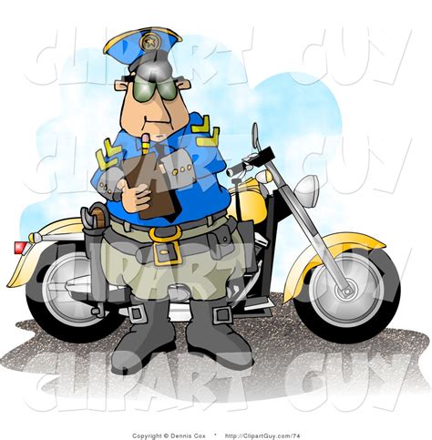 Clip Art Of A Motorcycle Police Officer Man Filling Out A Traffic