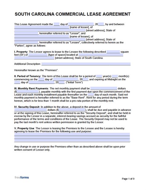 Free South Carolina Commercial Lease Agreement Template ...