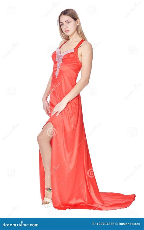 Beautiful Woman In Red Dress Stock Image Image Of Holiday Color