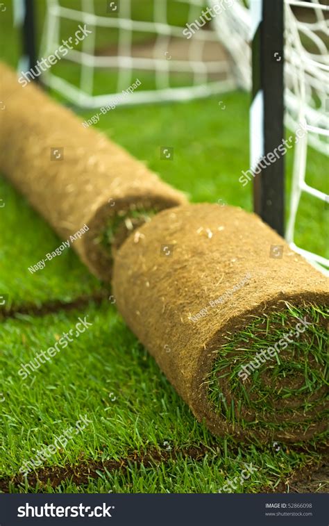 Does a football field's surface type — grass or turf — affect players' injury rates? Turf Grass Rolls On Football Field - Closeup Stock Photo ...