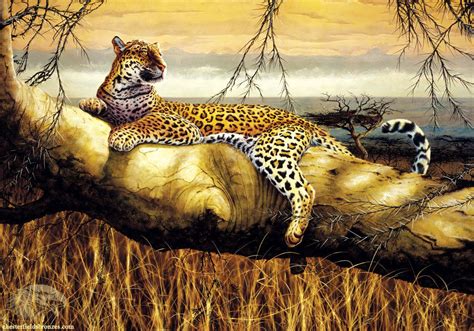 Solitary Hunter Leopard Wildlife Art Painting Big Cats Art