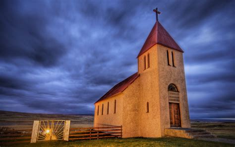 Hdr Iceland Landscape The Abaondoned Church On The Icelandic Tundra