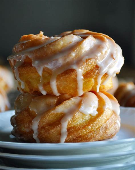 French Cruller Doughnuts With Honey Glaze Of Batter And Dough