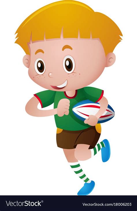 Little Boy Playing Rugby Royalty Free Vector Image Boys Playing
