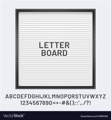 White Letter Board With Font Abc And Numbers Vector Image