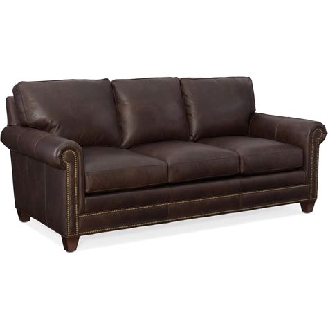 Bradington Young Raylen 604 95 Traditional Leather Sofa With Nailhead