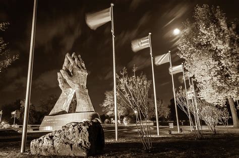 Moonlight Over Oru Tulsa Praying Hands Sepia Edition Photograph By