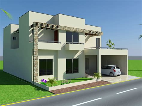 3d Front 10 Marla House Design Mian Wali Pakistan