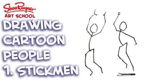 How to Draw Stickmen to begin drawing Cartoon People - YouTube Fora cartoon man you don't have to worry aboutan ear.