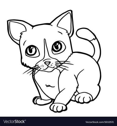 Cartoon cute cat coloring page Royalty Free Vector Image