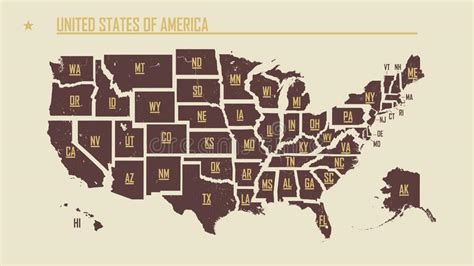 Gedetailleerde Vintage Kaart Van De Verenigde Staten Van Amerika