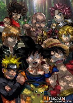 Top anime Son Goku Naruto Uzumaki Monkey D Luffy Ichigo ...