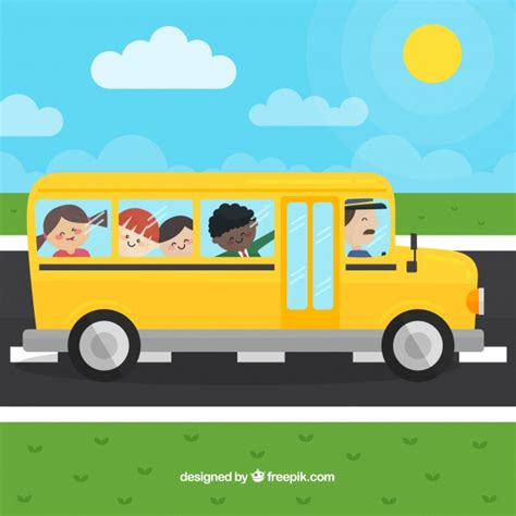 Un garçon heureux en fauteuil roulant va attraper le bus scolaire illustration de dessin animé vectoriel. Autobus Scolaire De Dessin Animé Et Les Enfants Avec Un ...