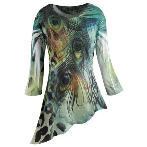 Abstract Peacock Tunic Large Women Tunic Tops Asymmetrical Shirt