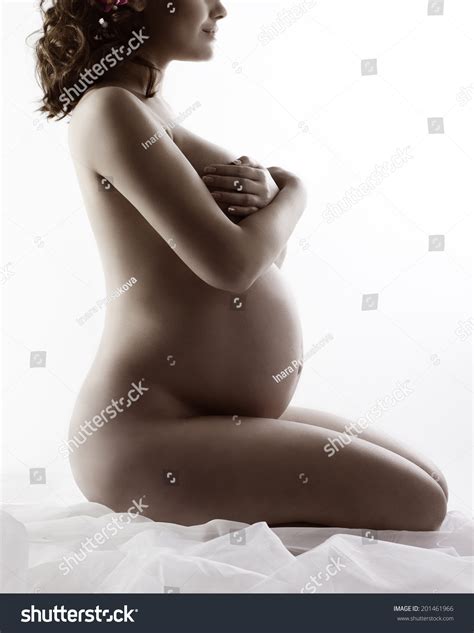 Pregnant Naked Woman Belly Pregnancy Beauty Foto De Stock Editar