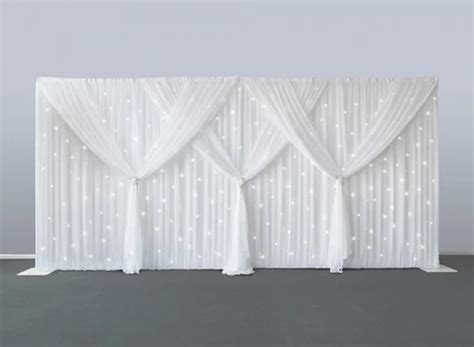 10ft X 20ft Starlit Wedding Backdrops Pure White Ice Silk Curtain