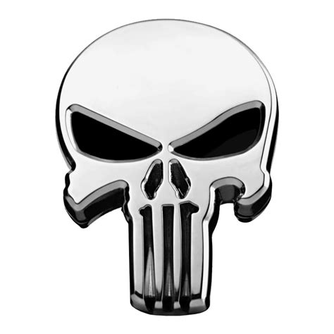 Punisher Superhero Logo Car Chrome Badge Silver