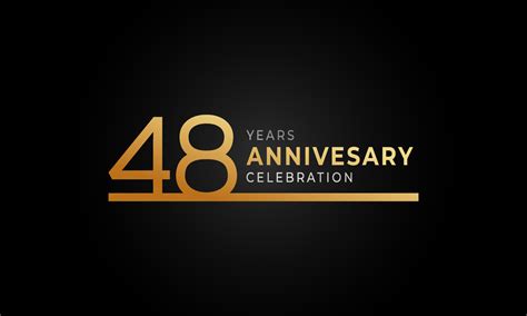 48 Year Anniversary Celebration Logotype With Single Line Golden And
