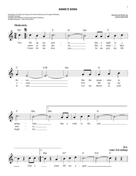 View annie song lyrics by popularity along with songs featured in, albums, videos and song meanings. Annie's Song | Sheet Music Direct