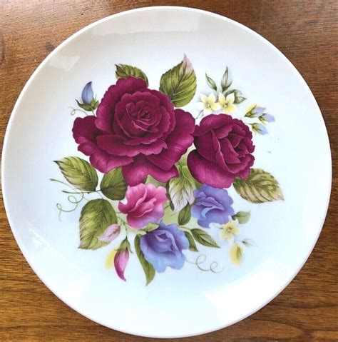 2x Ak Kaiser W Germany Porcelain Decorative Plate Floral Red Roses 85