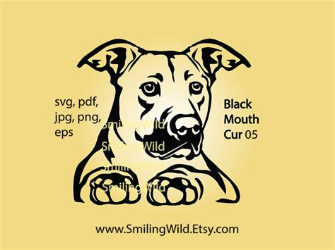Peeking Black Mouth Cur Dog Svg Clip Art Vector Graphic File Black