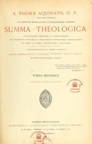 Summa Theologica By Thomas Aquinas Open Library