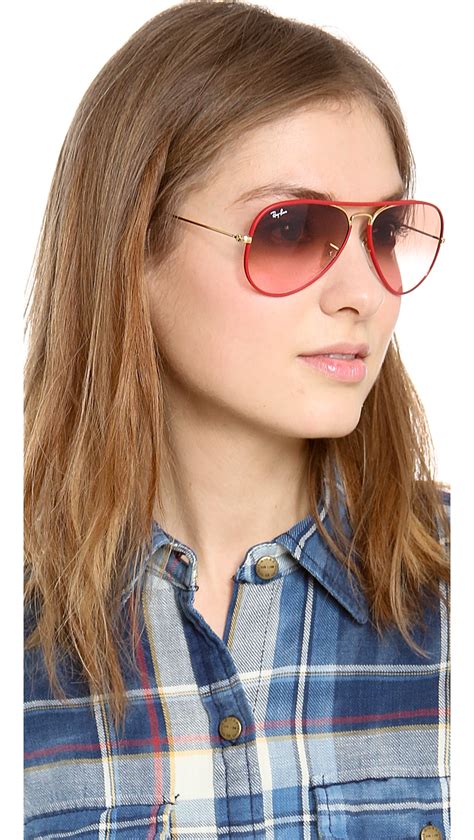 Lyst Ray Ban Acetate Covered Aviator Sunglasses Red In Red