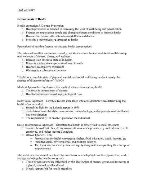 1109 Wk 3 Ppt Determinants Of Health Determinants Of Health Health