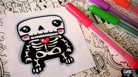 Halloween Drawings How To Draw Cute Skeleton By Garbi Kw