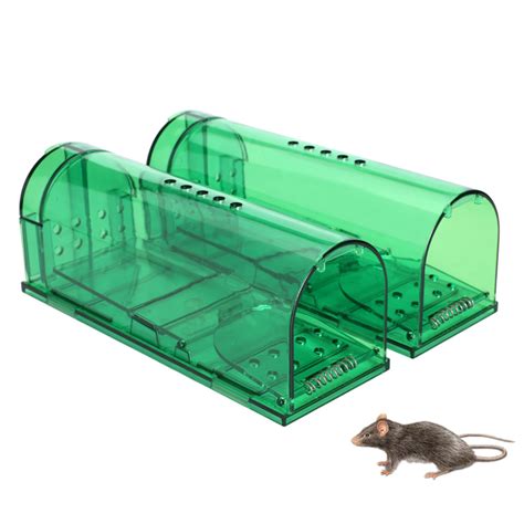 Set Of 2 Humane Mouse Traps Harmless Live Catch And Release Green