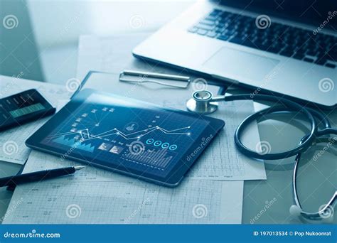 Healthcare Business Concept Medical Examination And Graph Data Growth